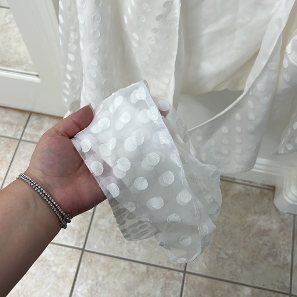 NEW Lovers & Friends White Polka Dot Wrap Blouse - Picture 8 of 9